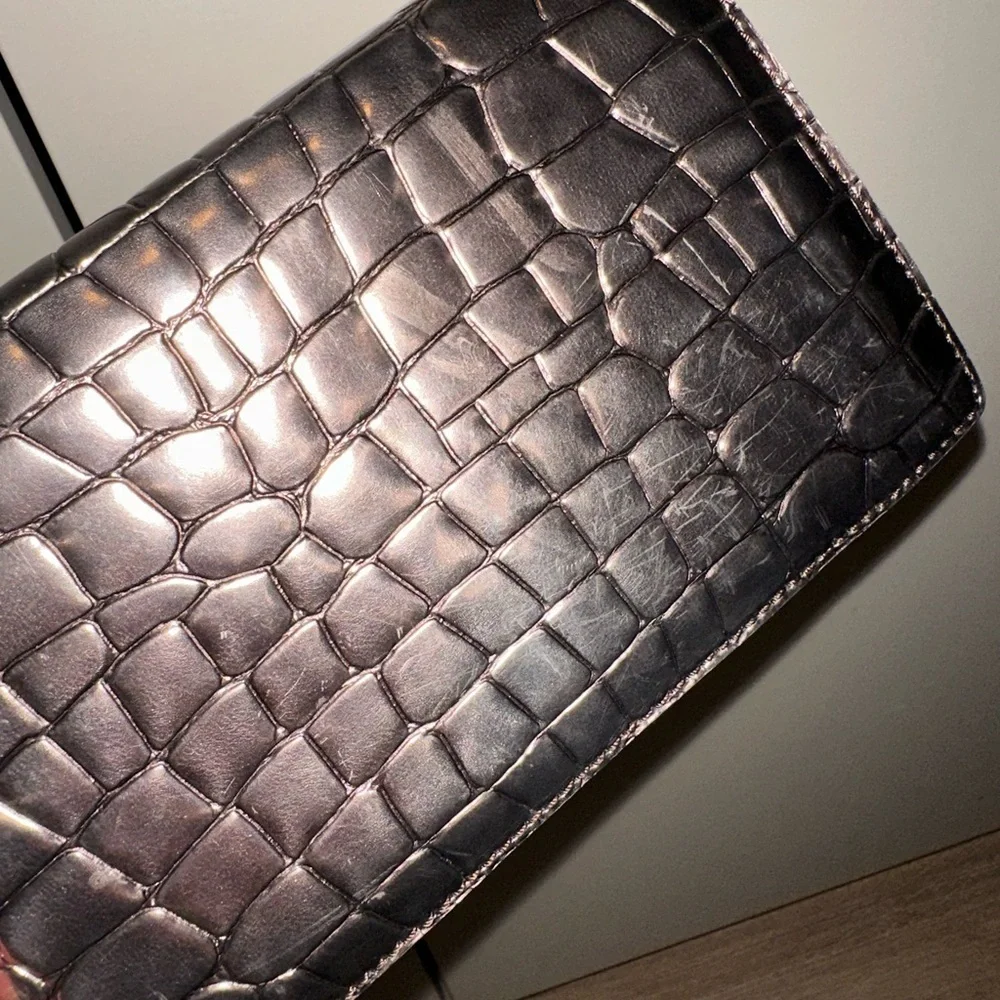 Stella McCartney Metallic Croc Embossed Faux Leather Crossbody Bag on Chain